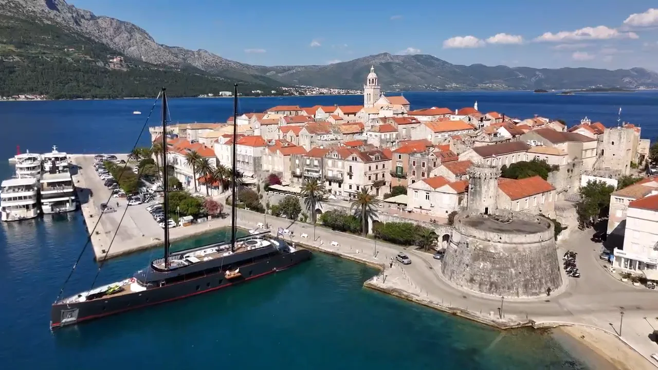 The town of Korčula from the air