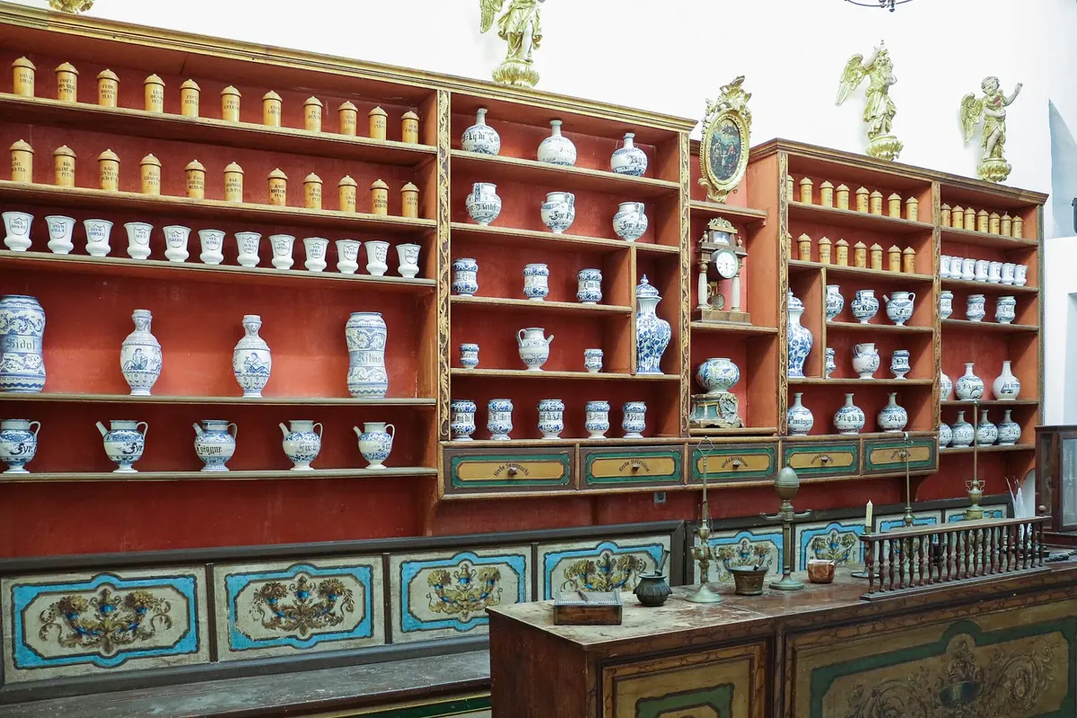 The old pharmacy of the Franciscan friary in Dubrovnik, its shelves of jars