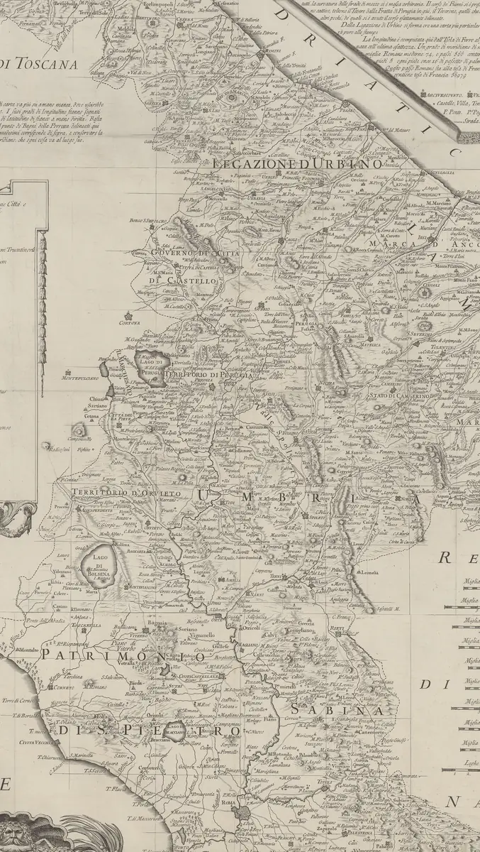 Maire and Bošković’s map of the Papal States, from Rimini down to Rome